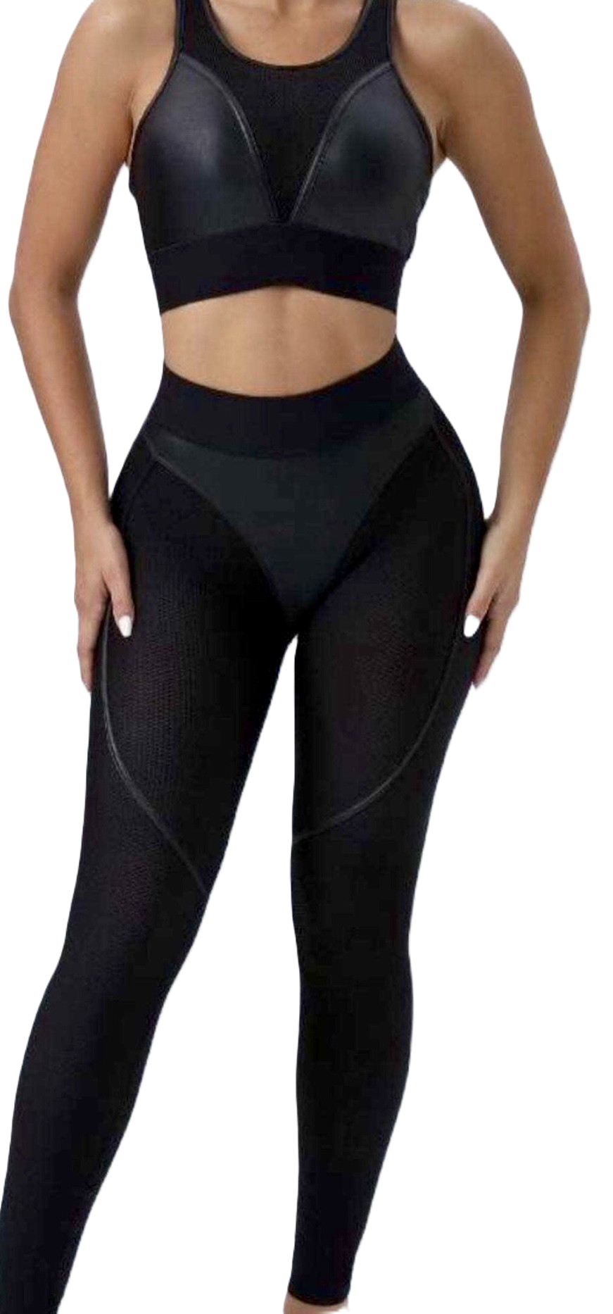 Active Leather Mesh Body Set - Black
