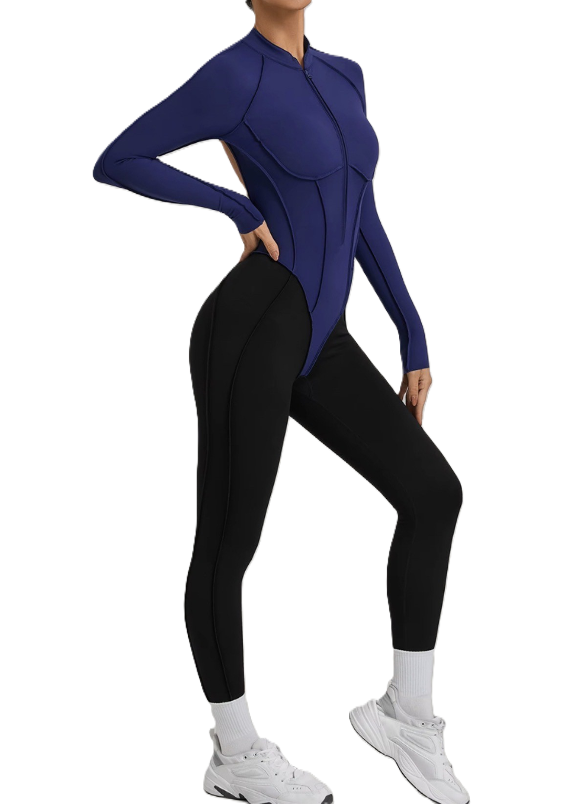Backless Sports Jumpsuit – Blue/Black