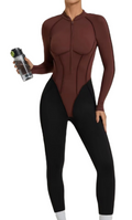 Backless Sports Jumpsuit – Brown/Black