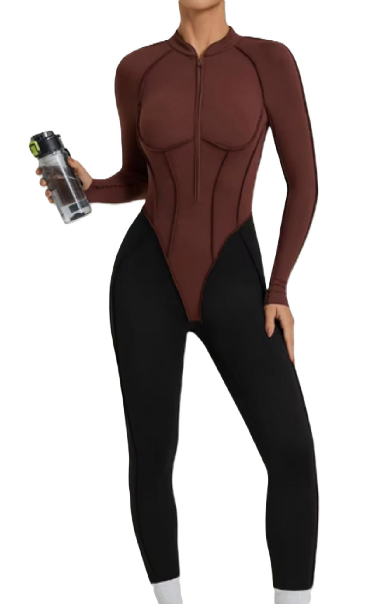 Backless Sports Jumpsuit – Brown/Black